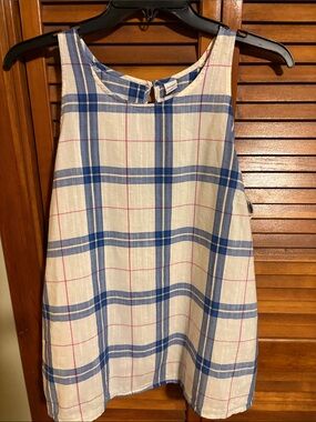 Blue Plaid Sleeveless Summer Dress